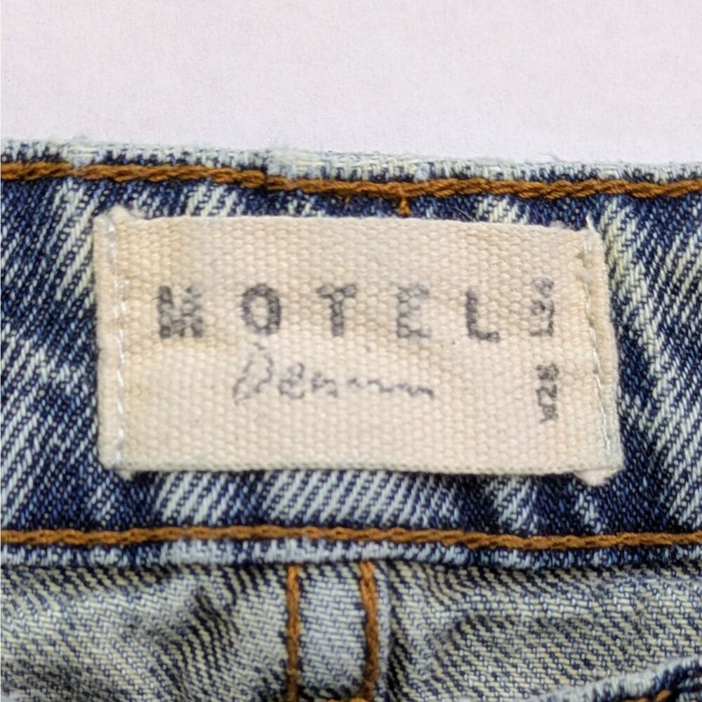 Motel Denim Jeans Womens W 28 L 34 Blue Wide Leg 100% Cotton Low Rise Rigid - Picture 2 of 11